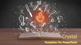  Presentation with recipe-book - Slides consisting of open-recipe-book-with-food background and a violet colored foreground