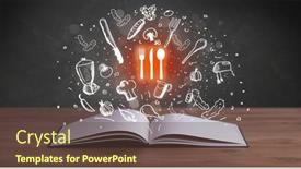 Presentation with recipe book - PPT layouts featuring open-recipe-book-with-food background and a tawny brown colored foreground