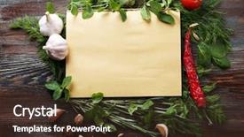  Presentation with recipe book - Presentation consisting of open recipe book with fresh background and a wine colored foreground