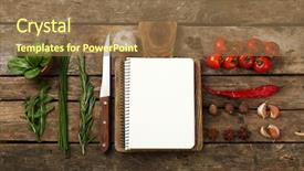  Presentation with recipe book - Beautiful PPT layouts featuring open recipe book with fresh backdrop and a coral colored foreground