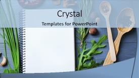  Presentation with recipe book - Cool new PPT theme with open recipe book with fresh backdrop and a light blue colored foreground