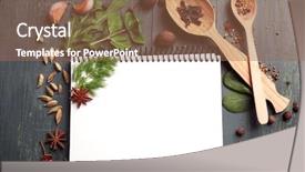  Presentation with recipe book - Presentation theme with open recipe book with fresh background and a coral colored foreground