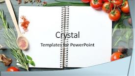  Presentation with recipe book - Colorful presentation theme enhanced with open recipe book with fresh backdrop and a cool aqua colored foreground