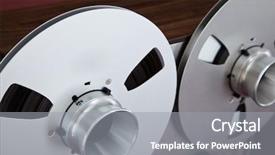  Presentation with tape recorder - Audience pleasing PPT layouts consisting of analog stereo open reel tape backdrop and a  colored foreground