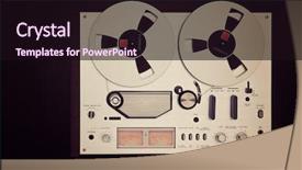  Presentation with professional sound recording - Cool new slide set with audio signal - analog stereo open reel tape backdrop and a coral colored foreground