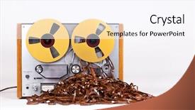  Presentation with tape recorder - Audience pleasing presentation design consisting of open reel tape deck recorder backdrop and a pink colored foreground