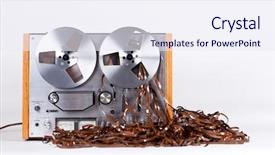  Presentation with tape recorder - Beautiful presentation design featuring open reel tape deck recorder backdrop and a sky blue colored foreground