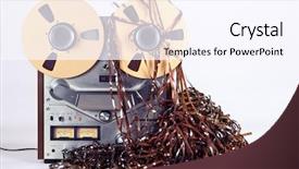  Presentation with tape recorder - Slide deck featuring open reel tape deck recorder background and a sky blue colored foreground