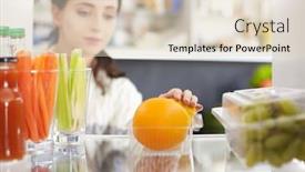  Presentation with refrigerator - Slides having open refrigerator with fresh fruits and vegetable open refrigerator background and a lemonade colored foreground