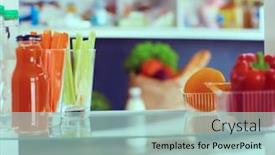  Presentation with refrigerator - Beautiful theme featuring open-refrigerator-with-fresh-fruits backdrop and a mint green colored foreground