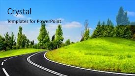  Presentation with travel - Beautiful PPT theme featuring open road - travel backdrop and a light blue colored foreground