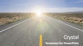  Presentation with flare - PPT theme featuring open road and sunshine lens flare background and a gray colored foreground