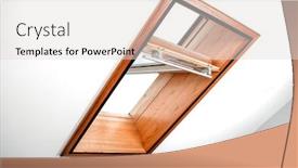  Presentation with roof - Slides enhanced with attic construction building attic interior - open roof window skylight morning background and a lemonade colored foreground