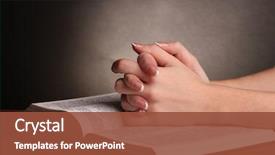  Presentation with prayer hands - Theme enhanced with open russian holy bible background and a tawny brown colored foreground