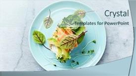  Presentation with open door policy health care - Colorful slide set enhanced with open sandwich with smoked salmon backdrop and a sky blue colored foreground