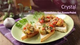  Presentation with caviar - PPT layouts enhanced with open-sandwiches-with-eggplant-caviar background and a wine colored foreground