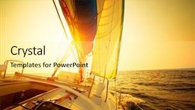  Presentation with sunset sailing - Colorful PPT theme enhanced with open sea at sunset backdrop and a blonde colored foreground