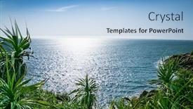  Presentation with jungle - Beautiful slide deck featuring open-sea-from-jungle-beach backdrop and a light blue colored foreground