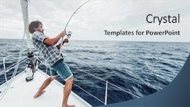  Presentation with sail - Audience pleasing PPT theme consisting of open sea from sail boat backdrop and a sky blue colored foreground