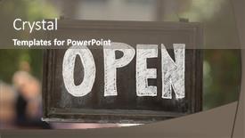  Presentation with chalk board - Amazing slide set having open-sign-inscribed-in-chalk backdrop and a gray colored foreground