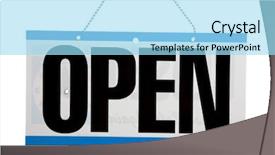 Presentation with open door - Theme enhanced with open sign on a door background and a arctic colored foreground