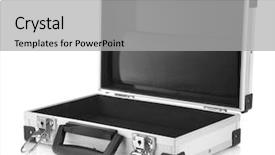  Presentation with case - Presentation theme having open silver case isolated background and a light gray colored foreground