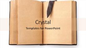  Presentation with open book page - PPT layouts featuring open spread old book background and a coral colored foreground