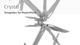  Presentation with steel - PPT theme having open-steel-multitool-isolated background and a white colored foreground