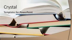  Presentation with education school literature reading - PPT theme having open storybook - education school literature reading background and a  colored foreground