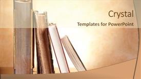  Presentation with storybook - PPT theme consisting of open storybook - old books on the wooden background and a cream colored foreground