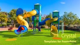  Presentation with kids development - Audience pleasing theme consisting of open-sun-lawn-for-kids backdrop and a tawny brown colored foreground