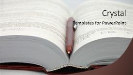  Presentation with pen - Slides featuring open textbook with pen background and a white colored foreground