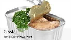  Presentation with an open pit mining - Amazing presentation design having cod liver fish - open tin can isolated backdrop and a light gray colored foreground
