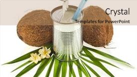  Presentation with milk coconut - Presentation consisting of open tin can with coconut background and a coral colored foreground