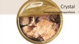  Presentation with anti nutrition in fish - Theme consisting of open tin can with fish background and a yellow colored foreground