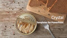  Presentation with gluten free bread on wooden - Cool new slides with open tin can with fish backdrop and a  colored foreground