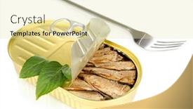  Presentation with sardines - Amazing presentation having open-tin-can-with-sardines backdrop and a soft green colored foreground