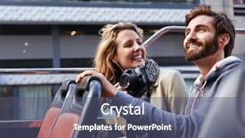  Presentation with tour guide - Cool new presentation theme with tourist couple on open top backdrop and a ocean colored foreground