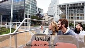  Presentation with bus - Audience pleasing presentation theme consisting of open top tourist bus backdrop and a coral colored foreground