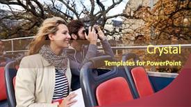  Presentation with bus - Theme enhanced with open top tourist bus background and a tawny brown colored foreground