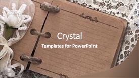  Presentation with notebook - Slide deck having open vintage notebook background and a coral colored foreground