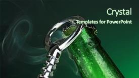  Presentation with beer bottle - Slide deck with open wet beer bottle background and a tawny brown colored foreground