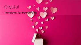  Presentation with romance pink - Presentation design with open-white-gift-box-releasing background and a  colored foreground