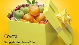  Presentation with gift - Colorful slide deck enhanced with open yellow gift box packing backdrop and a yellow colored foreground