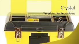  Presentation with an open gift box - Beautiful theme featuring open yellow tool box isolated backdrop and a  colored foreground