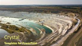  Presentation with quarry mining - Beautiful presentation featuring opencast-mining-quarry-with-machinery backdrop and a tawny brown colored foreground