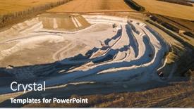  Presentation with quarry mining - Slide deck with opencast-mining-quarry-with-machinery background and a ocean colored foreground