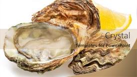  Presentation with food white - Presentation featuring opened-and-closed-raw-oysters background and a yellow colored foreground