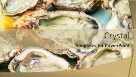  Presentation with blue food - Slides consisting of opened-and-closed-raw-oysters background and a coral colored foreground