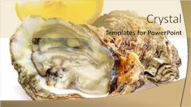  Presentation with food white - Presentation theme having opened-and-closed-raw-oysters background and a yellow colored foreground